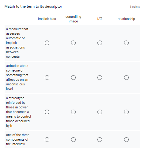 Solved Match to the term to its descriptor 8 points implicit | Chegg.com