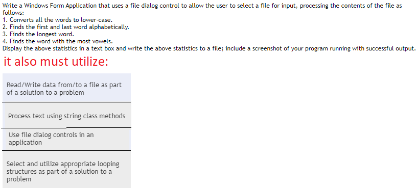 Solved Write a Windows Form Application that uses a file | Chegg.com