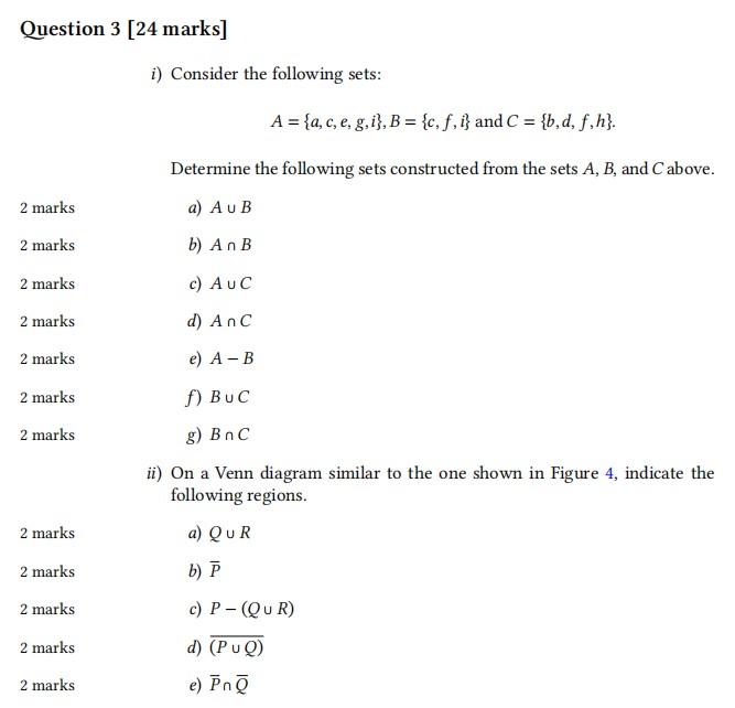 Solved I) Consider The Following Sets: | Chegg.com