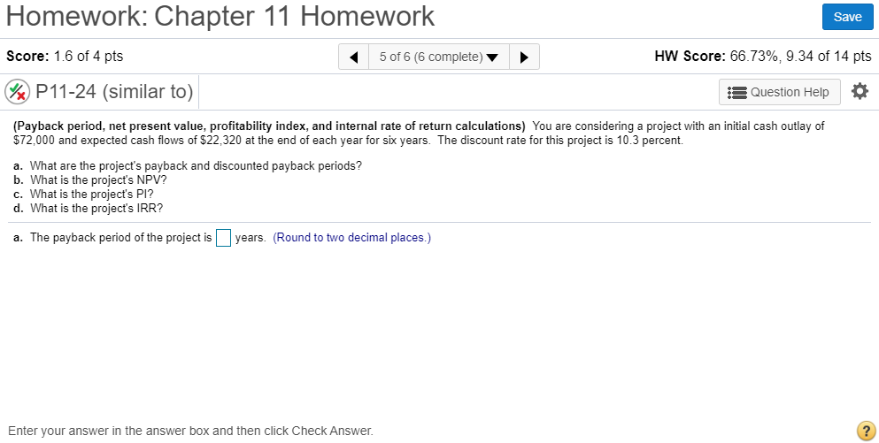 Solved Homework: Chapter 11 Homework Save Score: 1.6 of 4 | Chegg.com