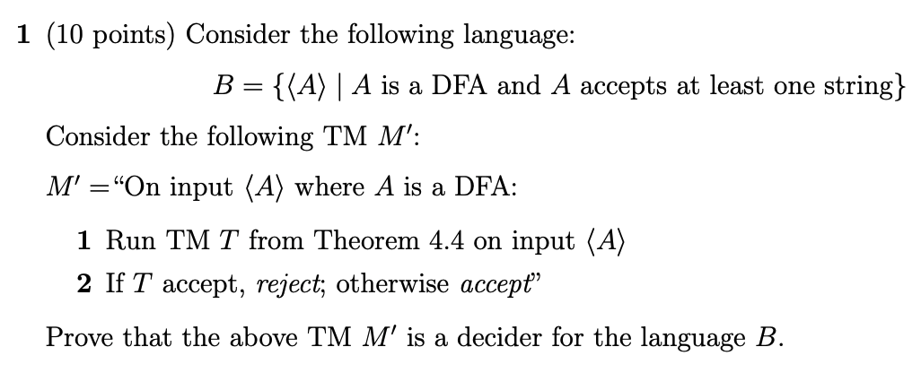 Consider The Following Language: A7={ A,B ∣A And B | Chegg.com