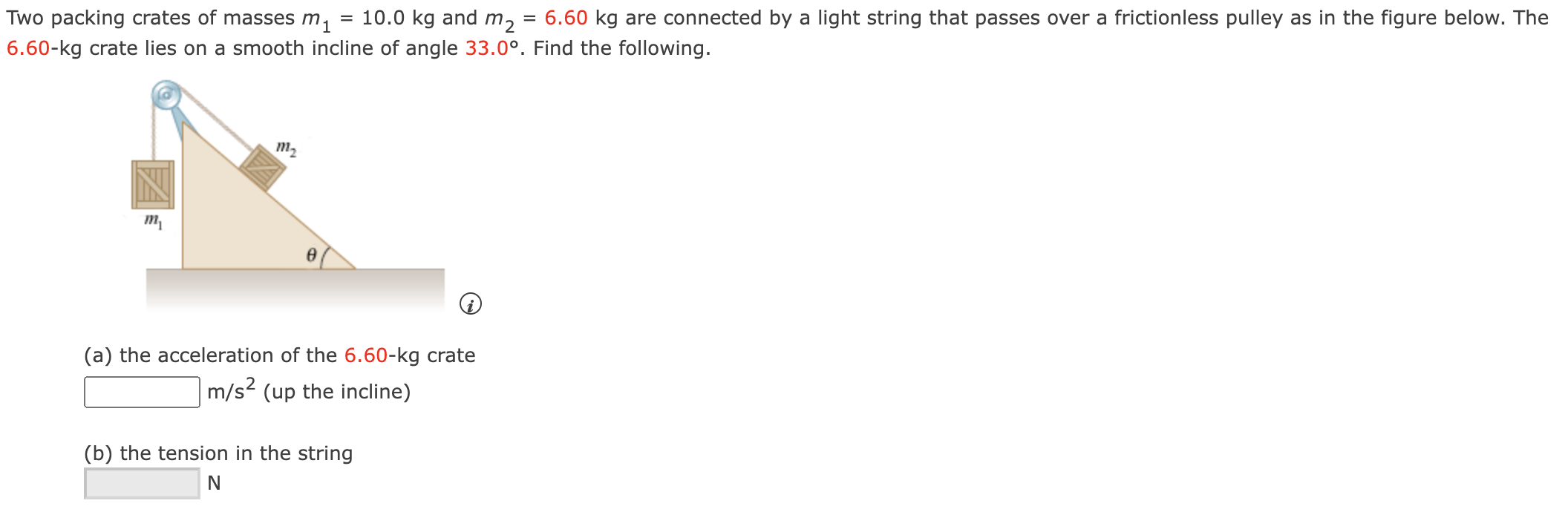 Solved Two Packing Crates Of Masses M1=10.0kg ﻿and M2=6.60kg | Chegg.com