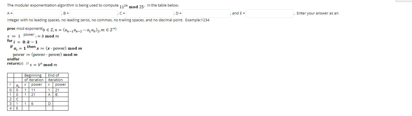 Solved and E= Enter your answer as an The modular | Chegg.com