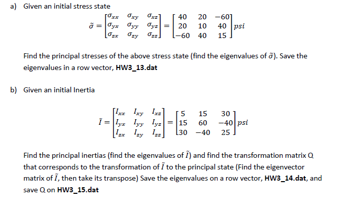 Solved Ozy 03 1 60 40 A Given An Initial Stress State Chegg Com