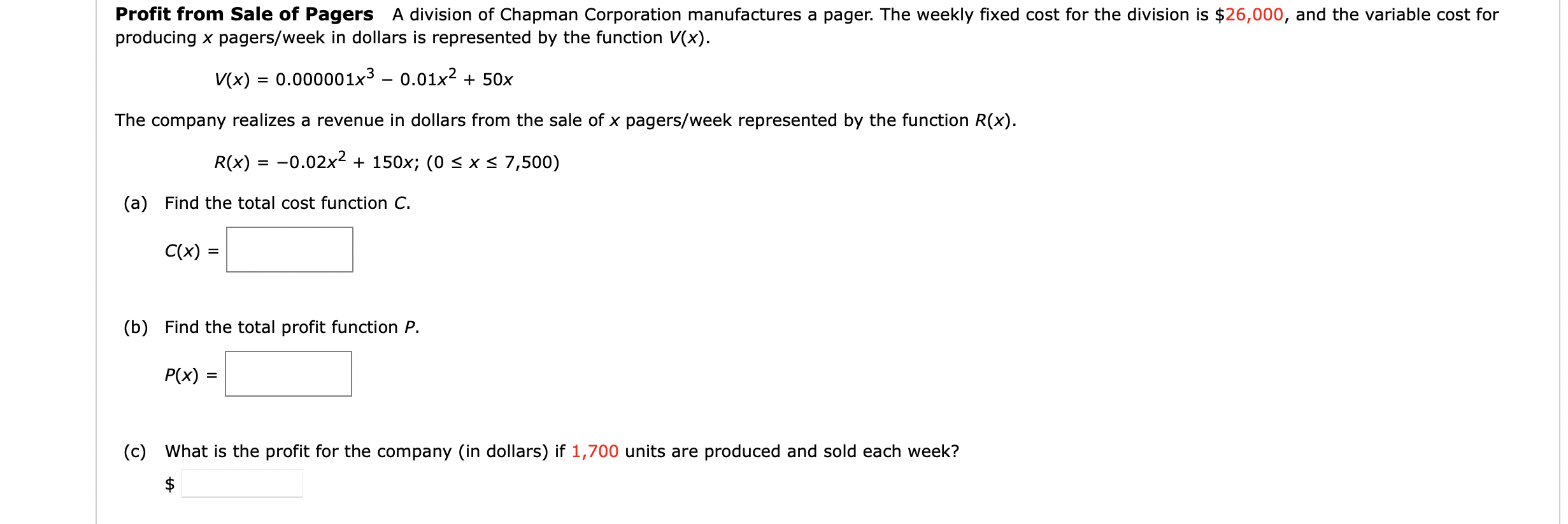 [Solved] Profit from Sale of Pagers A division of Chapman