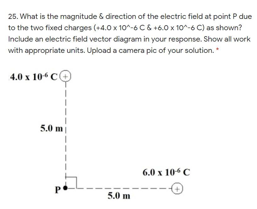 Solved 25. What is the magnitude & direction of the electric | Chegg.com