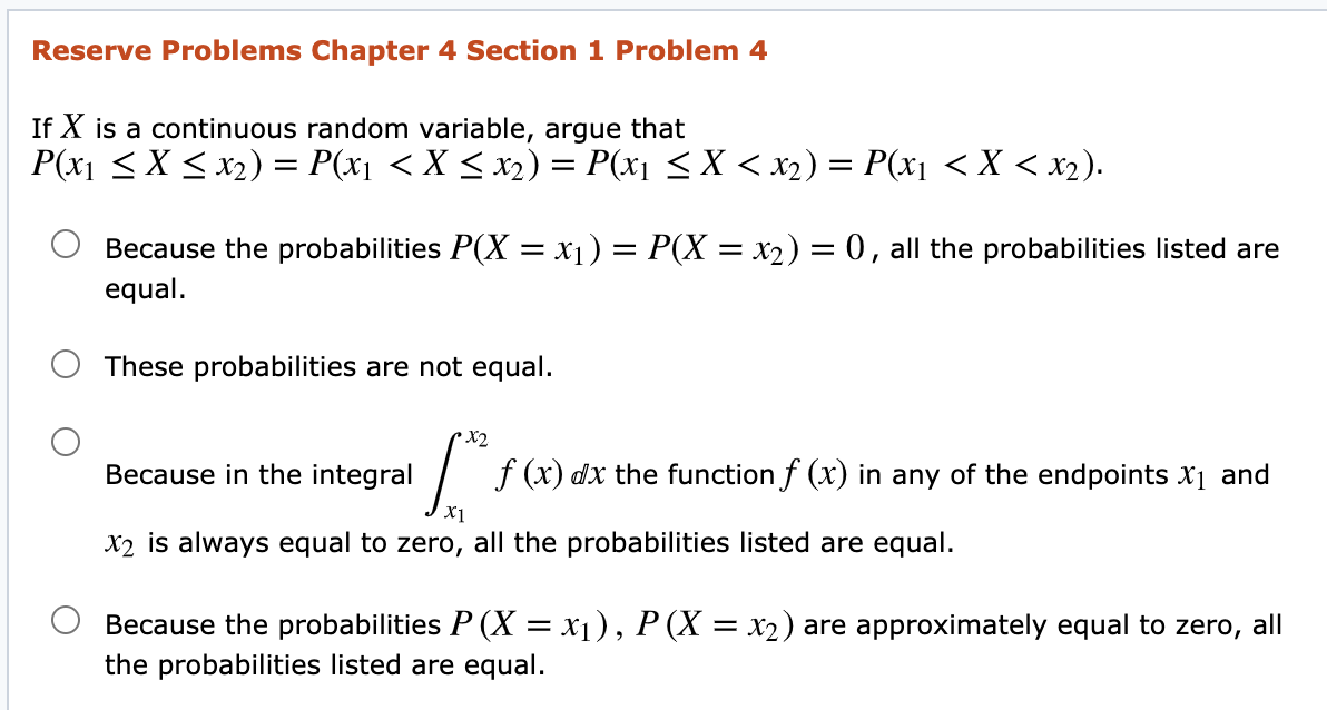 Solved Reserve Problems Chapter 4 Section 1 Problem 4 If X | Chegg.com
