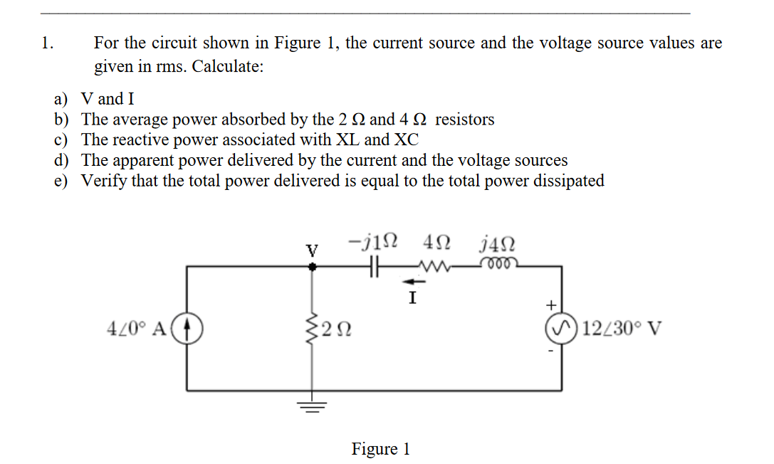 Solved 1. For the circuit shown in Figure 1, the current | Chegg.com