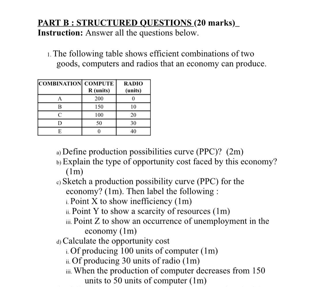 Solved PART B : STRUCTURED QUESTIONS (20 marks)_ | Chegg.com