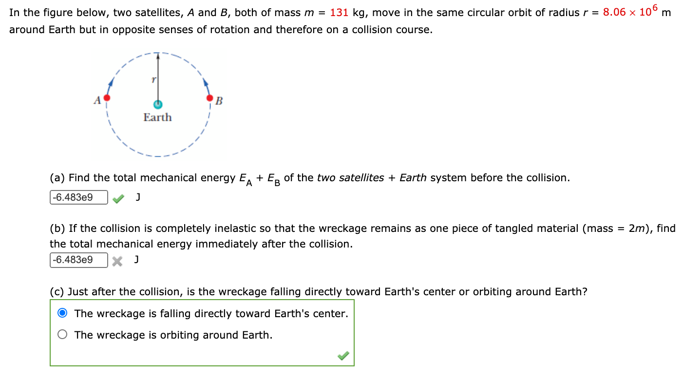 Solved In The Figure Below, Two Satellites, A And B, Both Of | Chegg.com