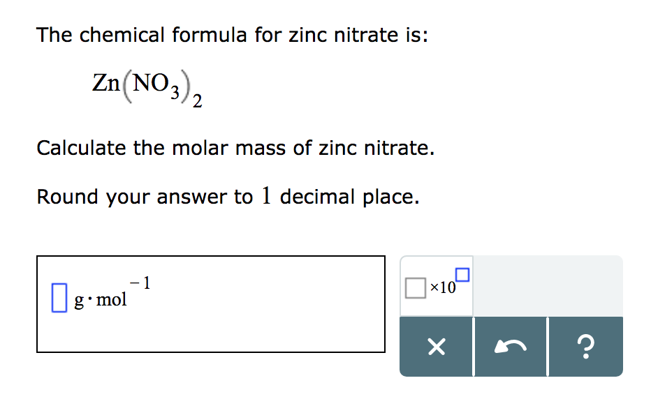 calculate the molar mass of zn no3 2