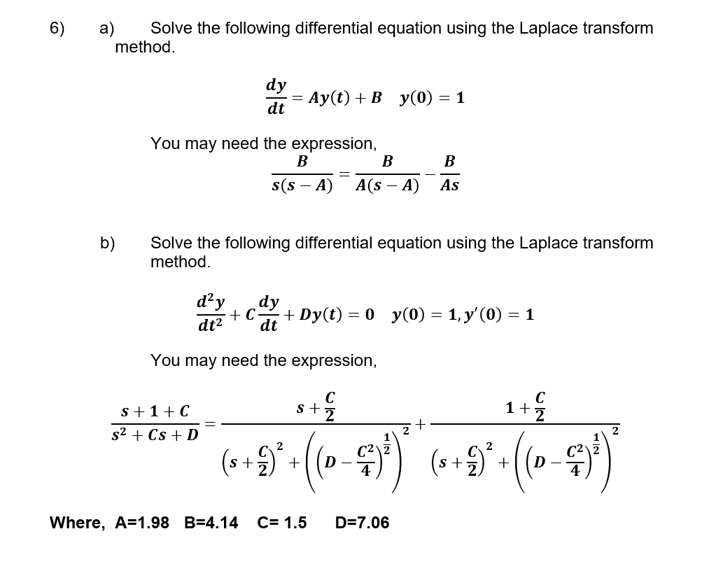 Solved Solve The Following Differential Equation Using The | Chegg.com