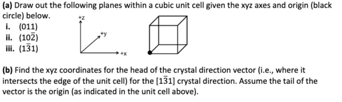 Solved by an EXPERT (a) ﻿Draw out the following planes within a cubic ...