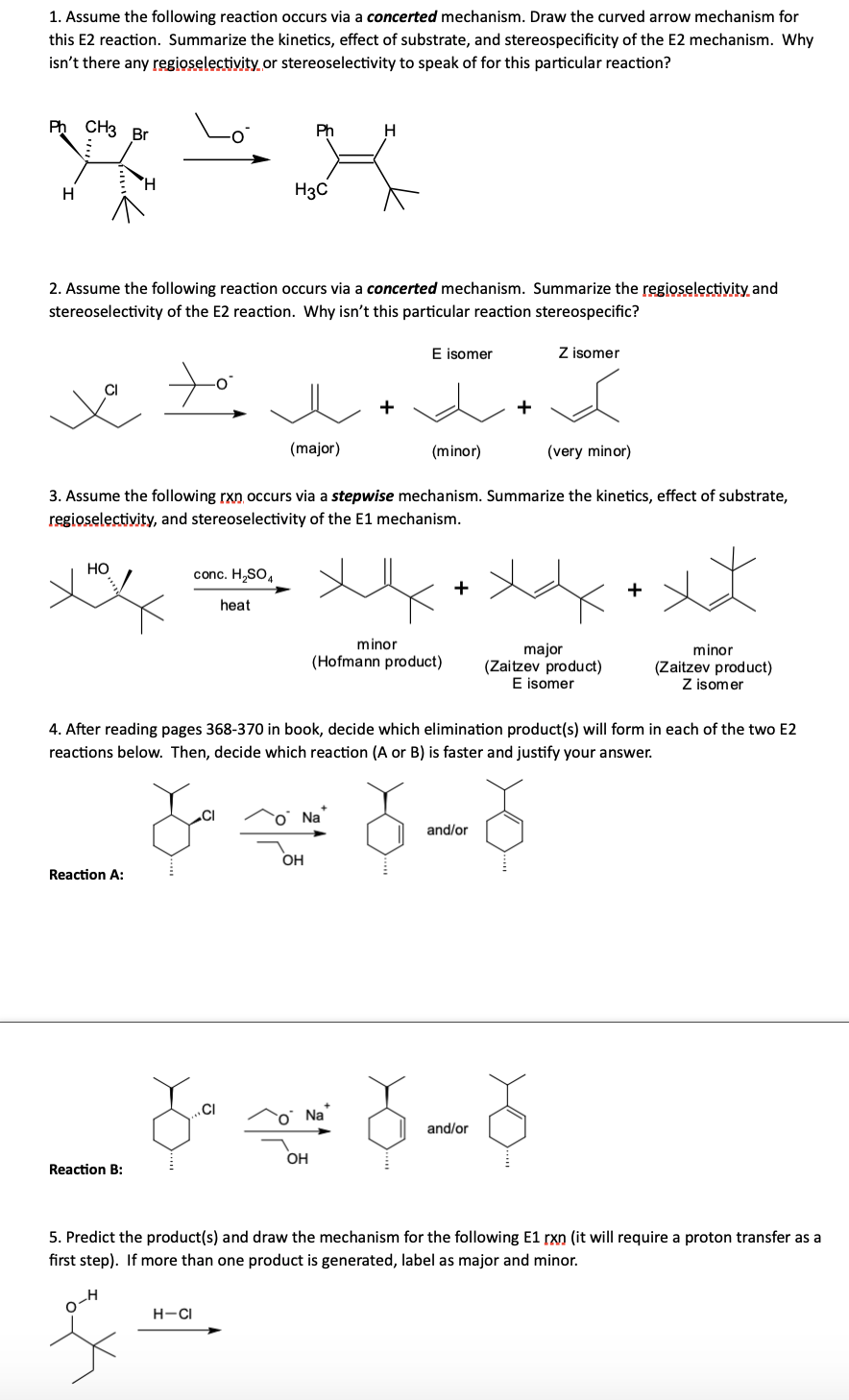 Solved 1. Assume the following reaction occurs via a | Chegg.com