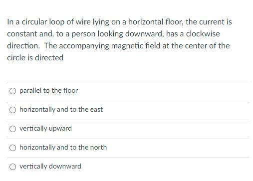 Solved In a circular loop of wire lying on a horizontal | Chegg.com