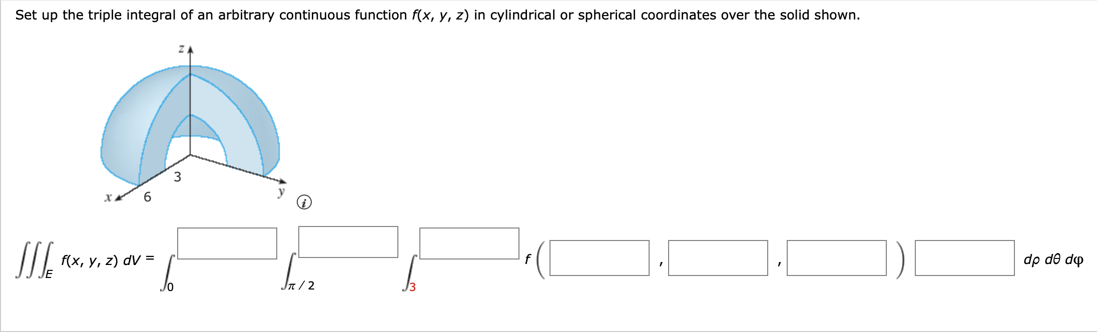 Solved Set up the triple integral of an arbitrary continuous | Chegg.com