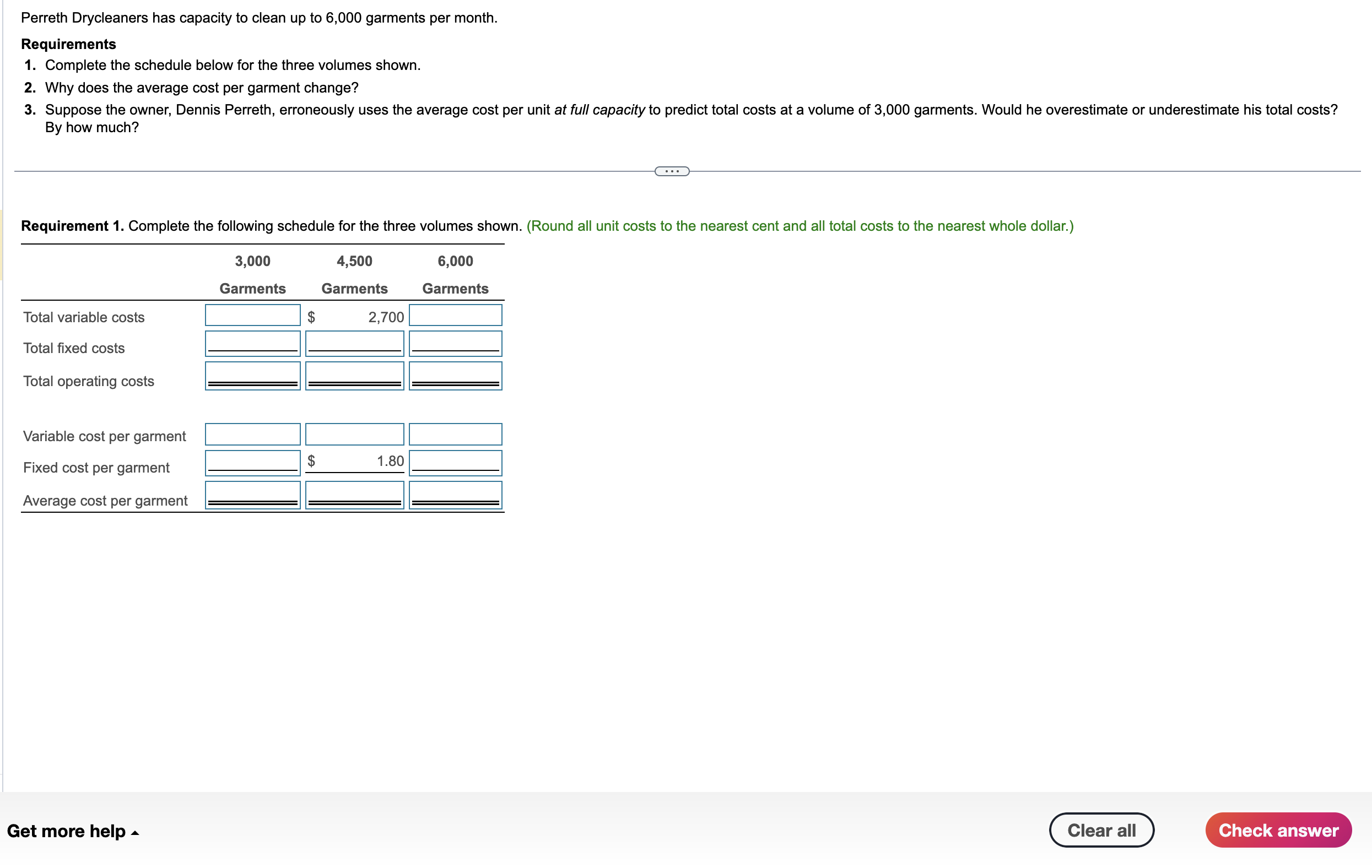 Solved Perreth Drycleaners has capacity to clean up to 6,000 | Chegg.com