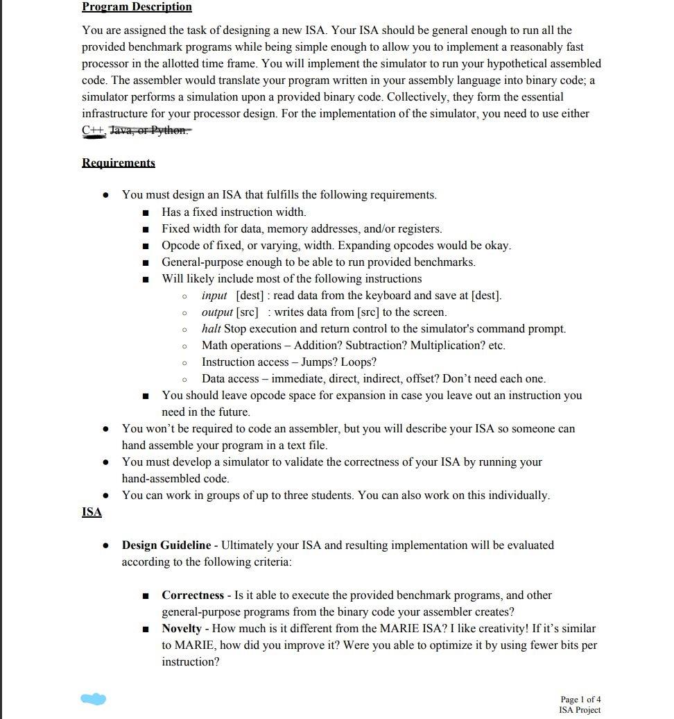 Program Description You are assigned the task of | Chegg.com