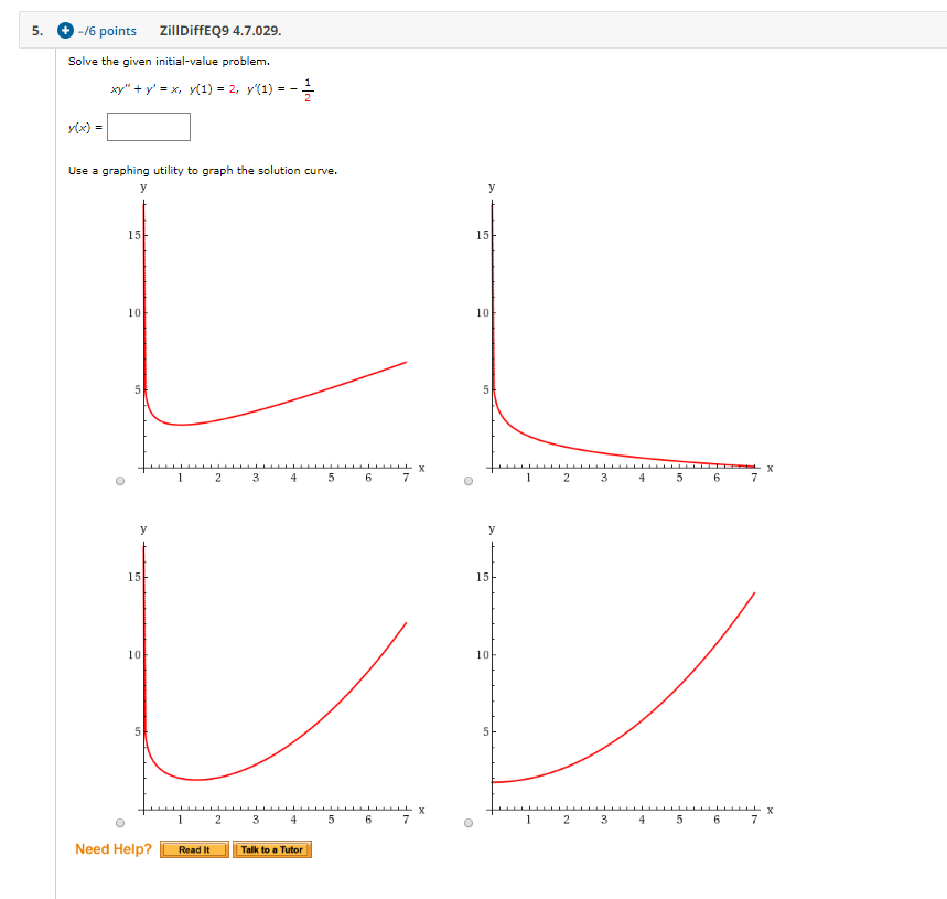 Solved 5. -16 points ZillDiffEQ9 4.7.029. Solve the given | Chegg.com