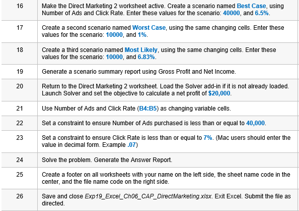 Solved Direct Marketing 3 Inputs Gross Profit Net Profit 4 | Chegg.com