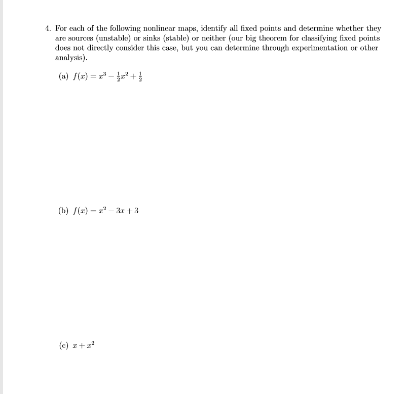 Solved 4. For each of the following nonlinear maps, identify | Chegg.com