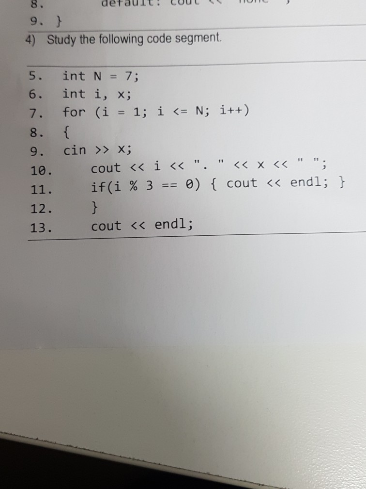 Solved default. CoucSS o 9. H 4) Study the following code | Chegg.com