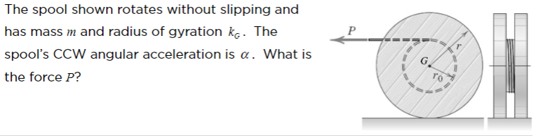 Solved P The spool shown rotates without slipping and has | Chegg.com