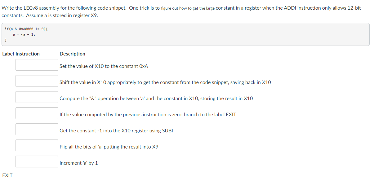 Solved Write The LEGv8 Assembly For The Following Code | Chegg.com