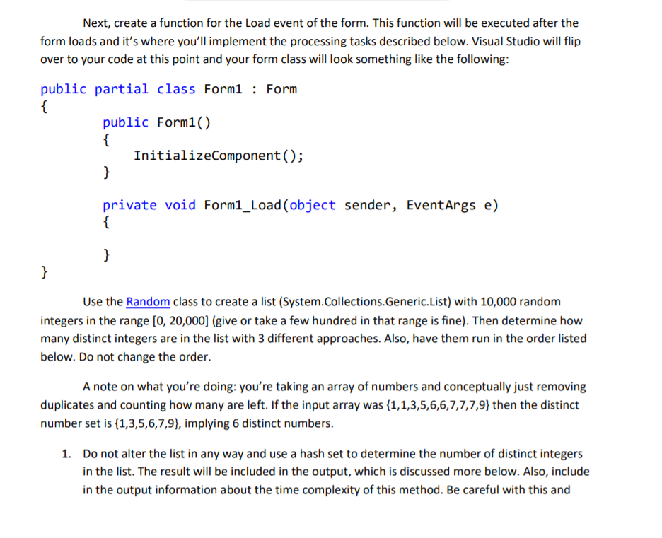 Solved Next, create a function for the Load event of the | Chegg.com