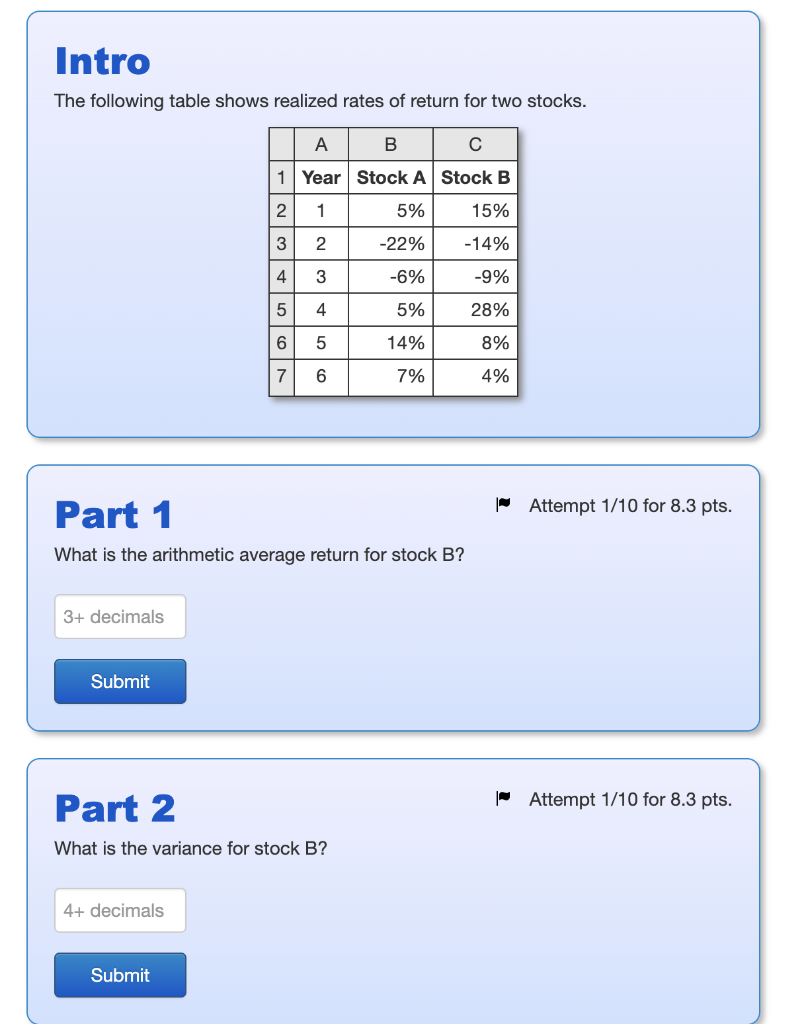 Solved Intro The following table shows realized rates of | Chegg.com
