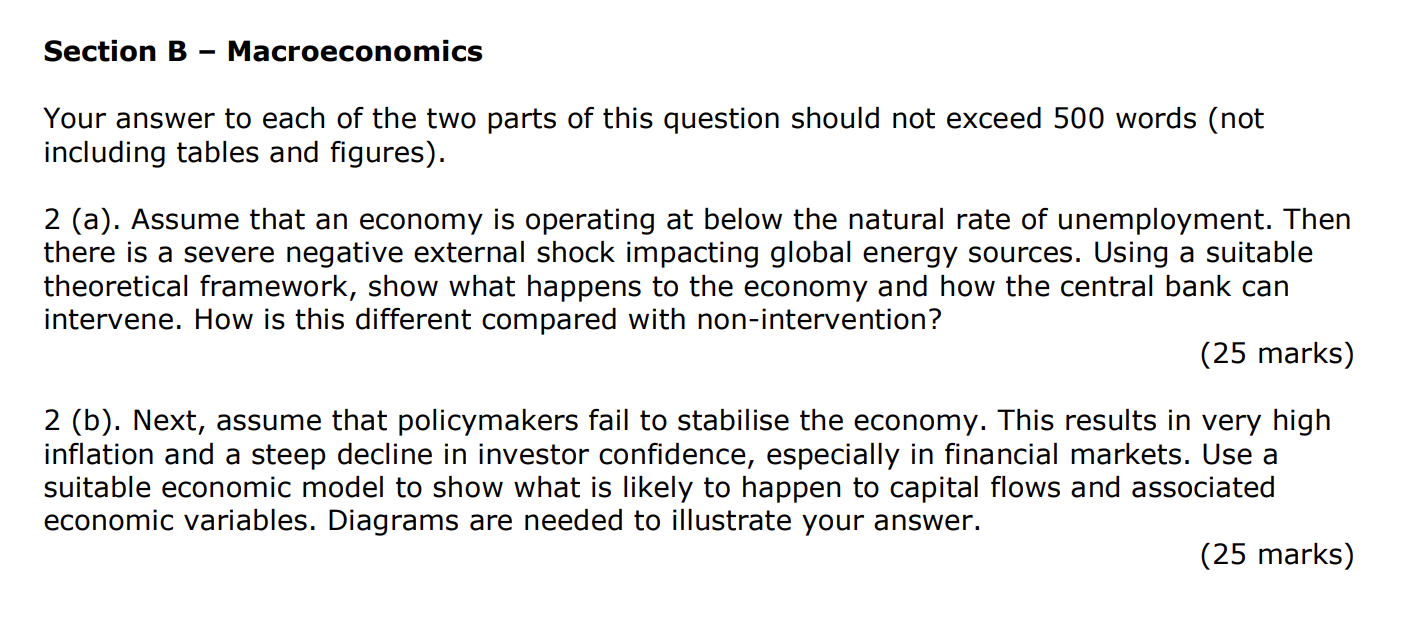 Solved Section B Macroeconomics Your Answer To Each Of The | Chegg.com