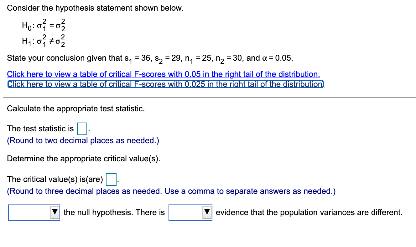 Solved 2 = 2 2 . Consider the hypothesis statement shown | Chegg.com