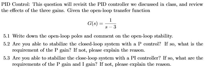 Solved PID Control: This question will revisit the PID | Chegg.com