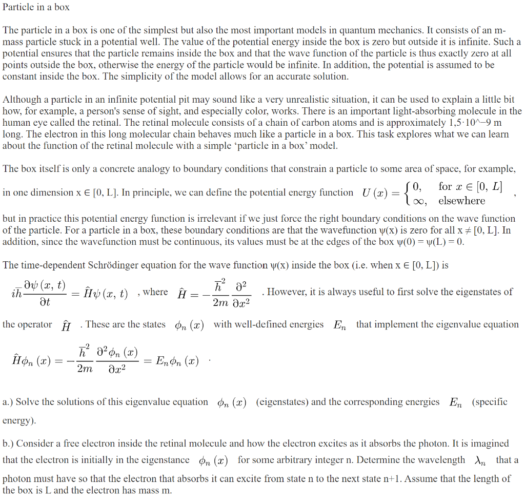 Solved Particle In A Box The Particle In A Box Is One Of The | Chegg.com