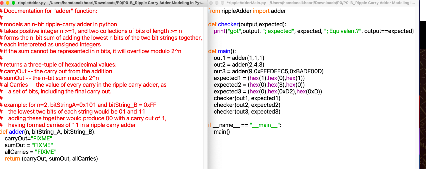 rippleAdder.py - | Chegg.com