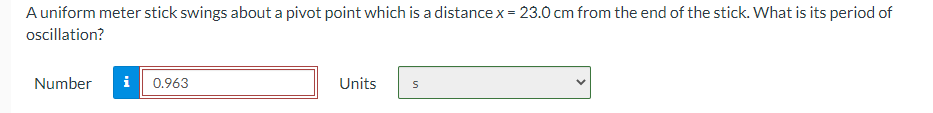 Solved = A uniform meter stick swings about a pivot point | Chegg.com
