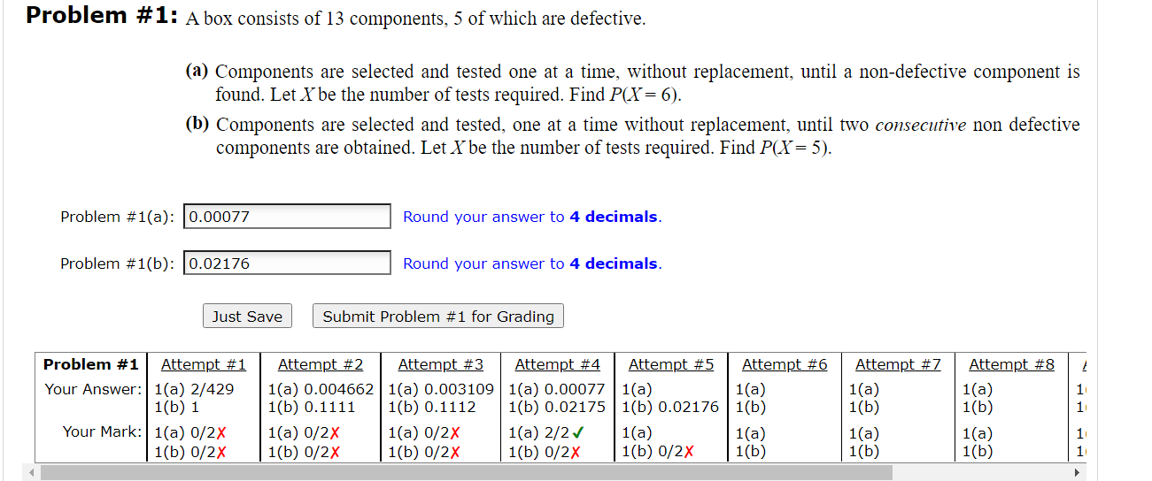 Solved Problem # 1: A box consists of 13 components, 5 of | Chegg.com