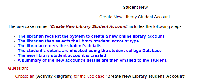 Solved Student New Create New Library Student Account The | Chegg.com