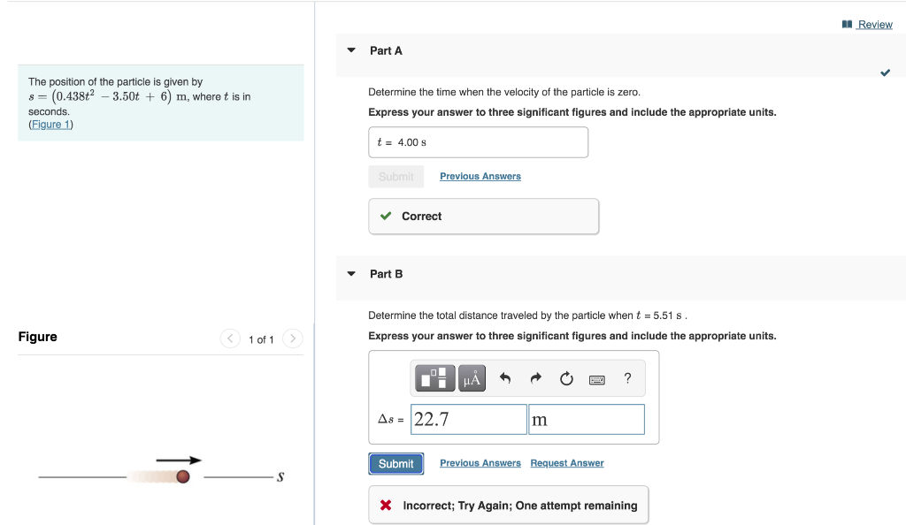 Solved Review Part A The position of the particle is given | Chegg.com