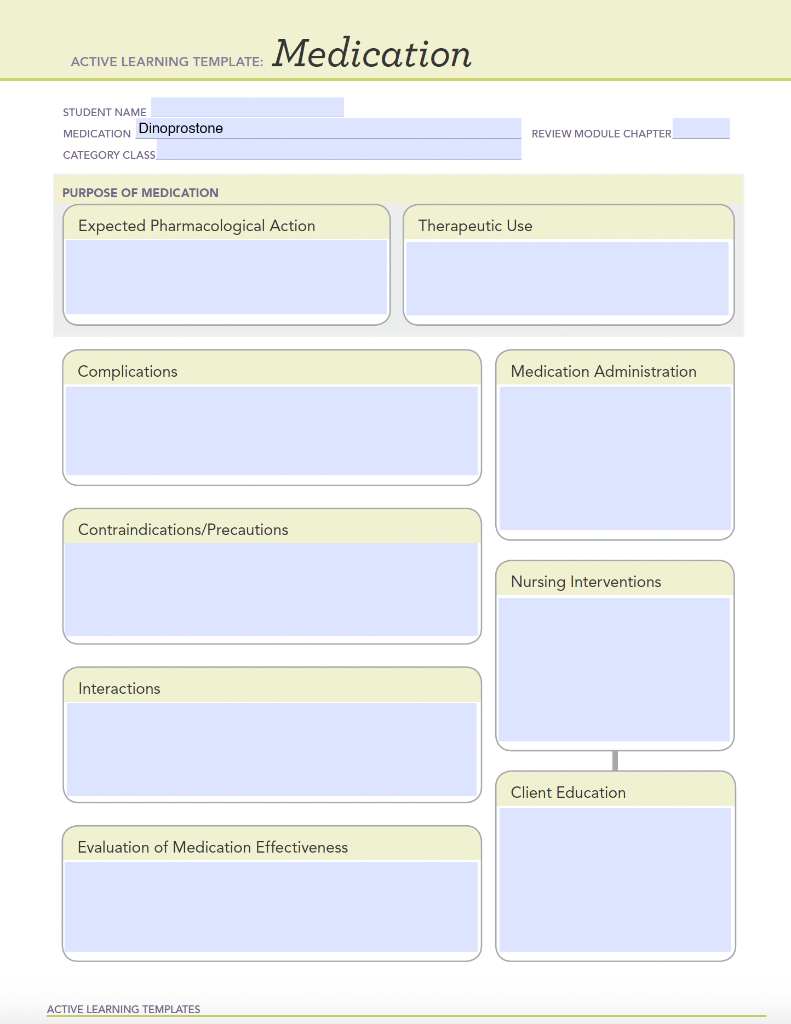 Solved Medication ACTIVE LEARNING TEMPLATE STUDENT NAME