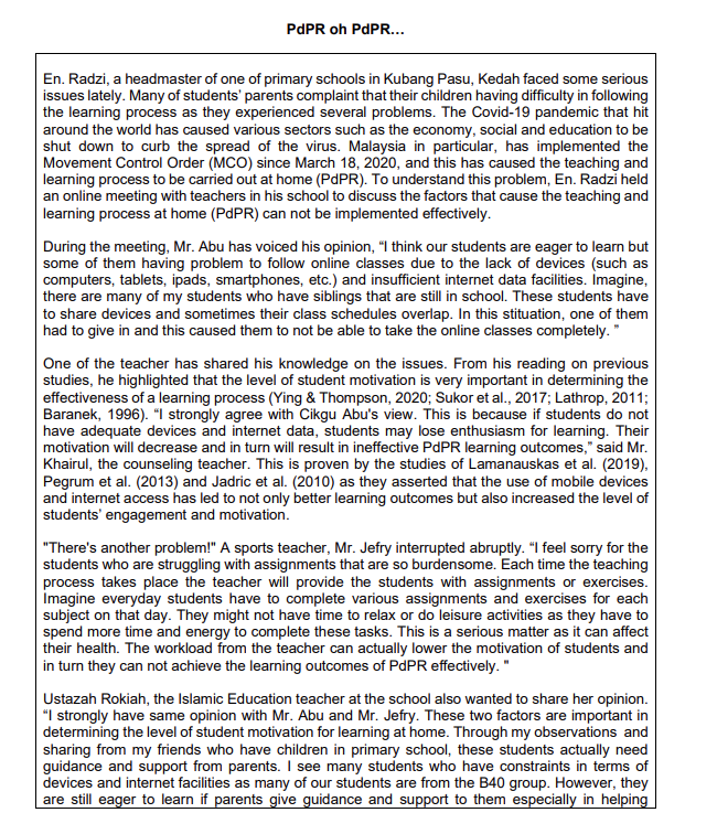 Solved PdPR oh PdPR... En. Radzi, a headmaster of one of | Chegg.com