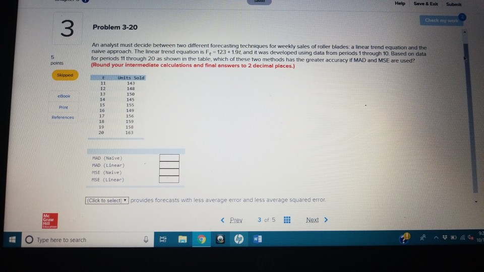 Solved Help Save & Exit Subemit Check my work 3 Problem 3-20 | Chegg.com