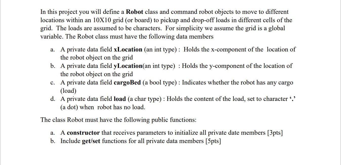 Solved In this project you will define a Robot class and | Chegg.com