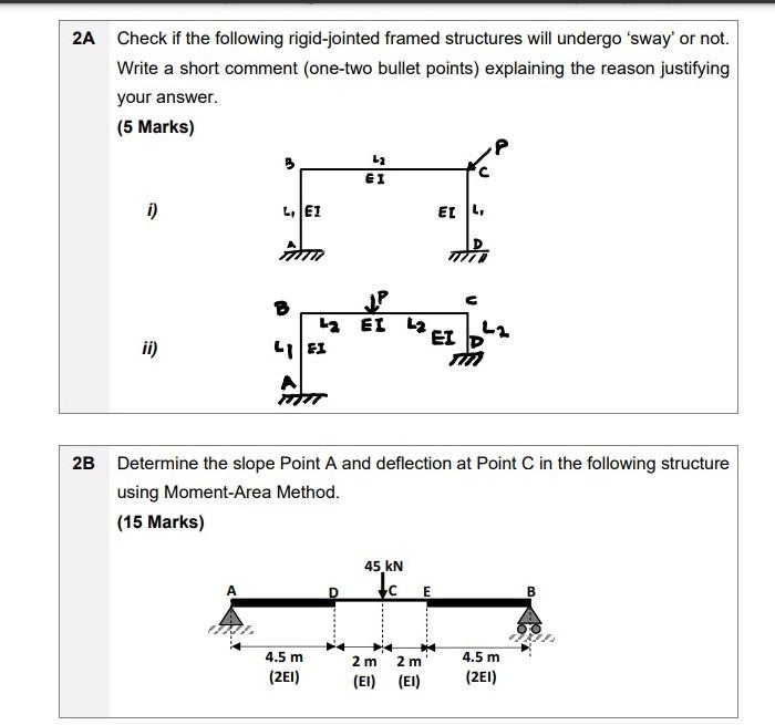 Solved 2A Check if the following rigid-jointed framed | Chegg.com