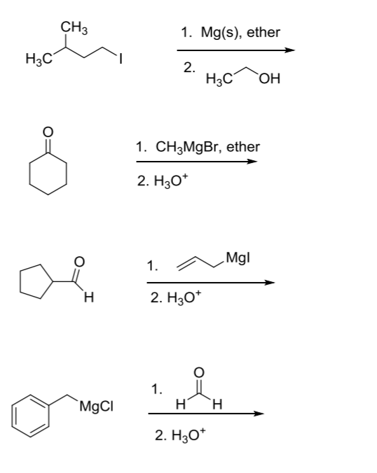 Solved CH3 CuLi CH3 1. Mg(s), ether H2C 3 2. ње он 1. | Chegg.com