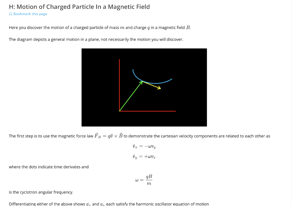 Solved H: Motion Of Charged Particle In A Magnetic Field | Chegg.com