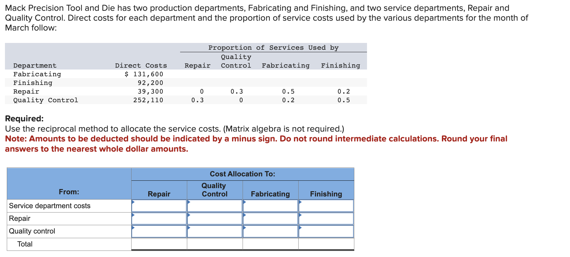 [Solved] Mack Precision Tool and Die has two production d