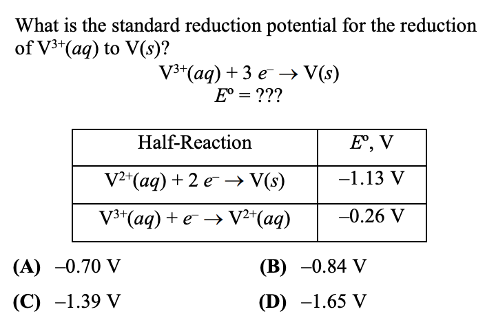 Solved What Is The Standard Reduction Potential For The R Chegg Com