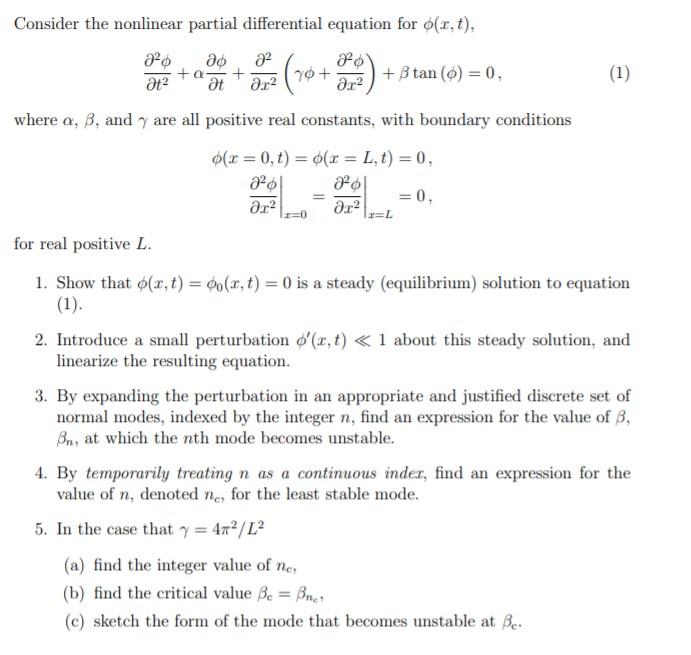 22 ( (1) Consider the nonlinear partial differential | Chegg.com