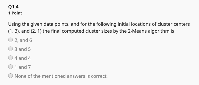 Solved Q1 4 Points Given the following set of data | Chegg.com